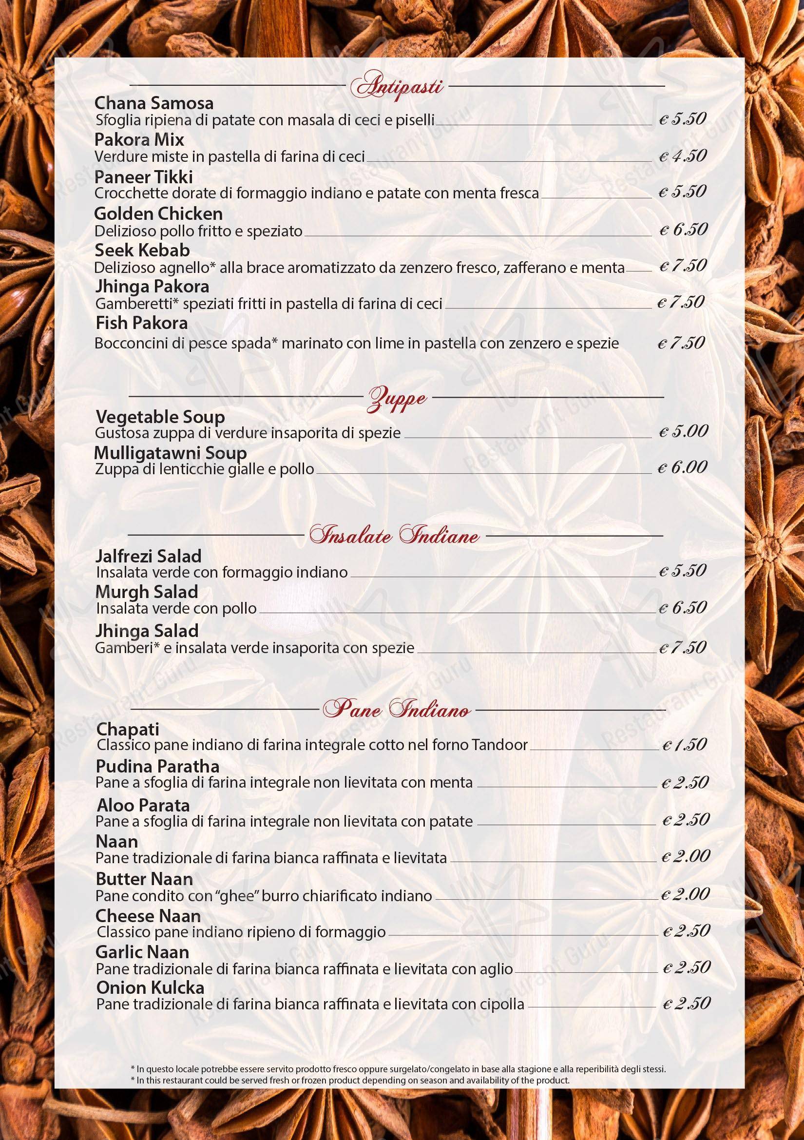 Menu per Ristorante Shri Ganesh ristorante