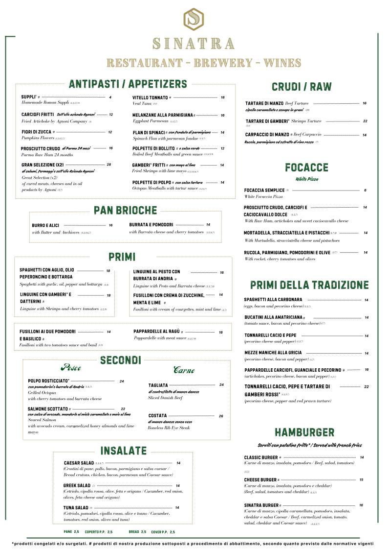 Menu di Ristorante Sinatra 