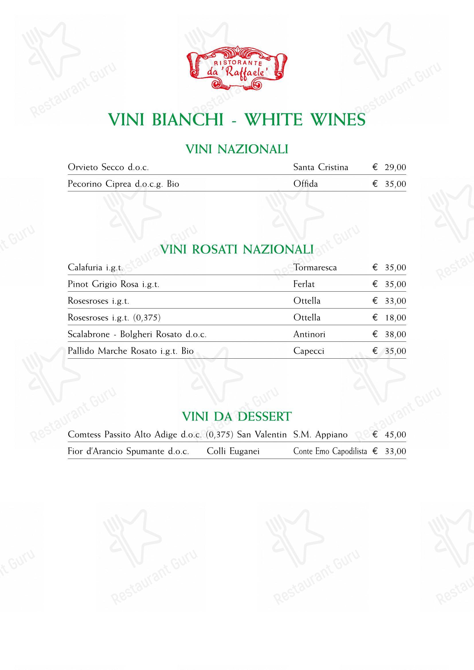 Основное меню per Ristorante da Raffaele in Venezia