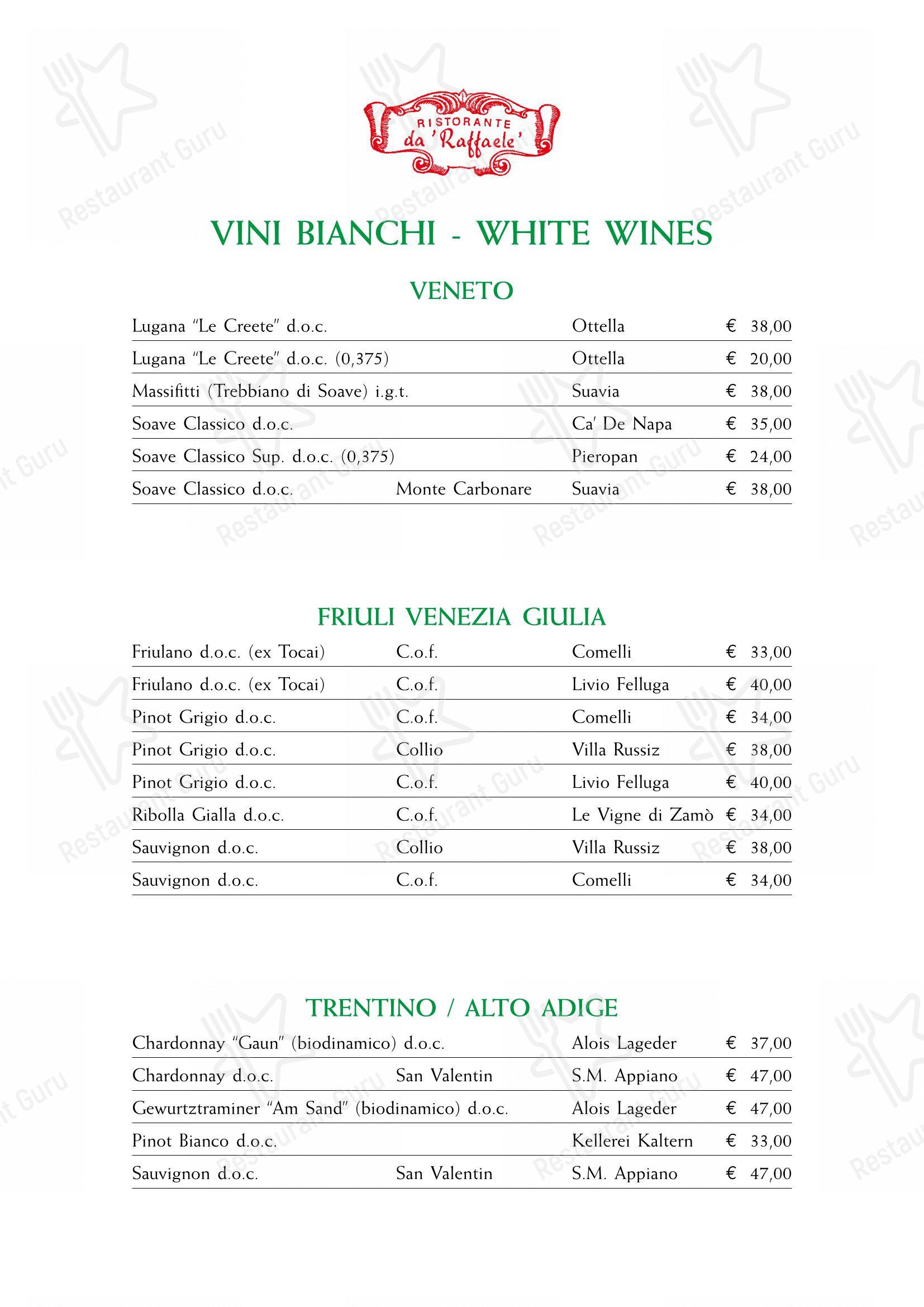 Menu di Ristorante da Raffaele - Основное меню