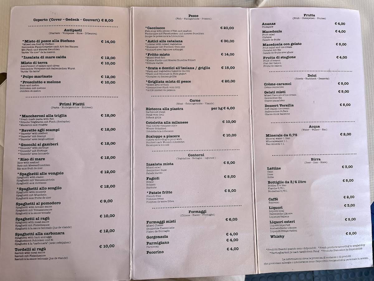 Menu di Ristorante da Stefano 