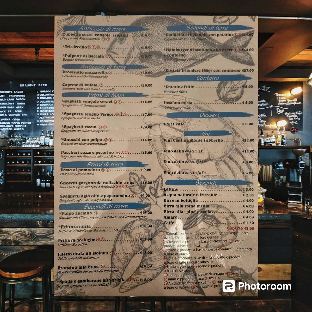 Menu di Ristorante terrazza Da Mario 