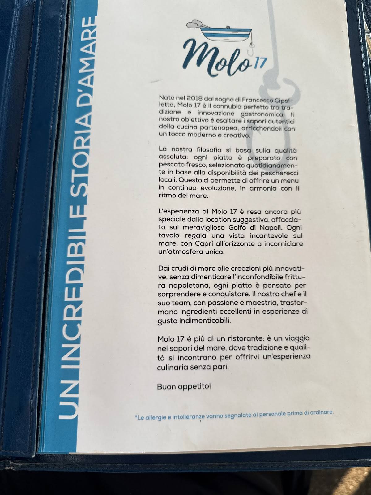 Menu di Ristorante di Mare - Molo17 