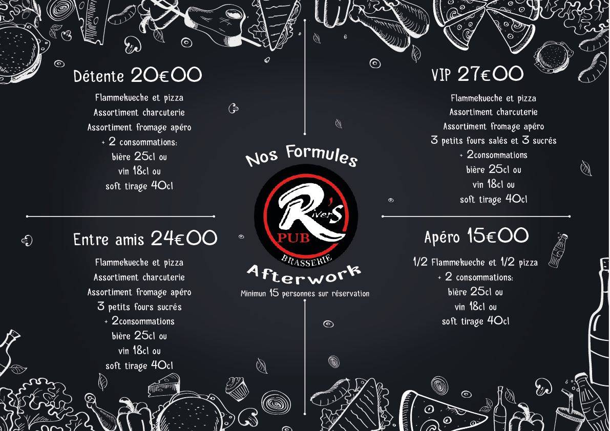 Menu de River's PUB