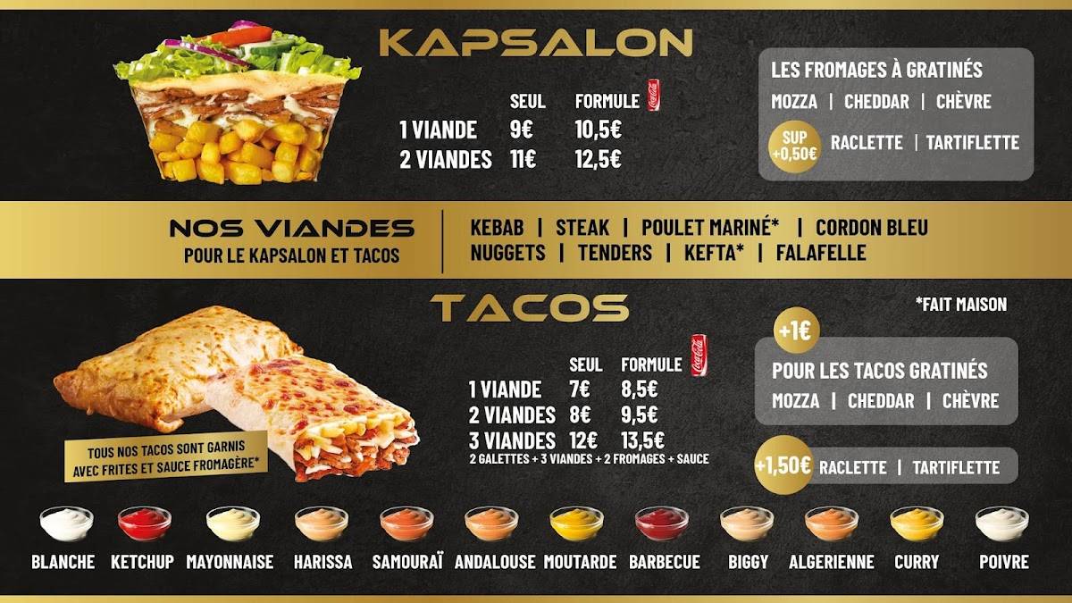 Menu de Planet Kebab