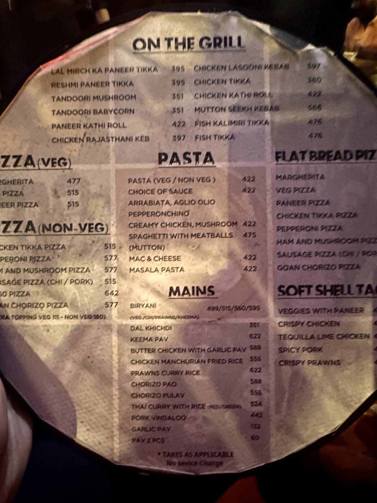 Road House Bluez menu