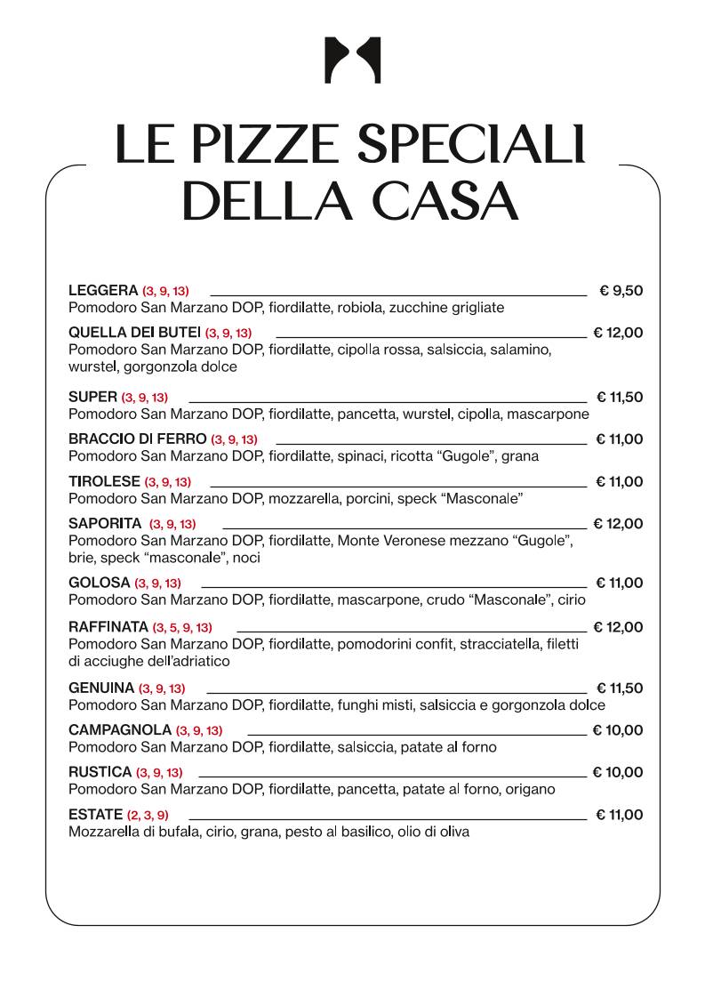 Menu di Roccolo dei Marchi - Bistrot e Pizza 
