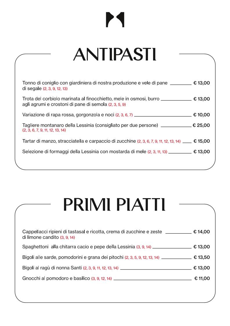 Menu di Roccolo dei Marchi - Bistrot e Pizza 