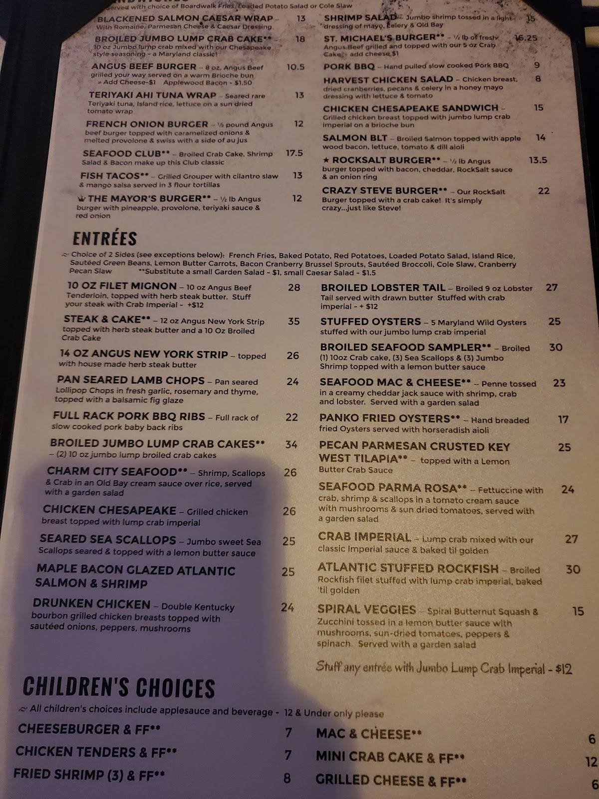 Menu at RockSalt Grille restaurant, Westminster