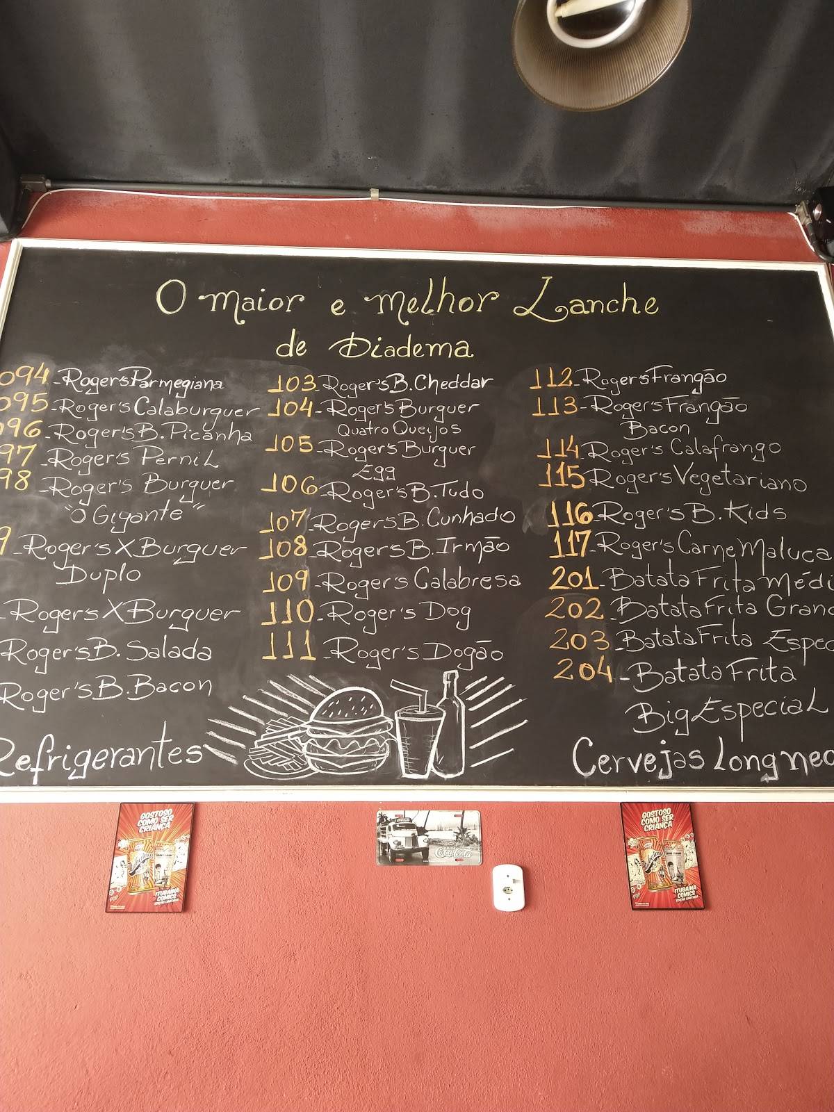 Rogers Burger cardápio