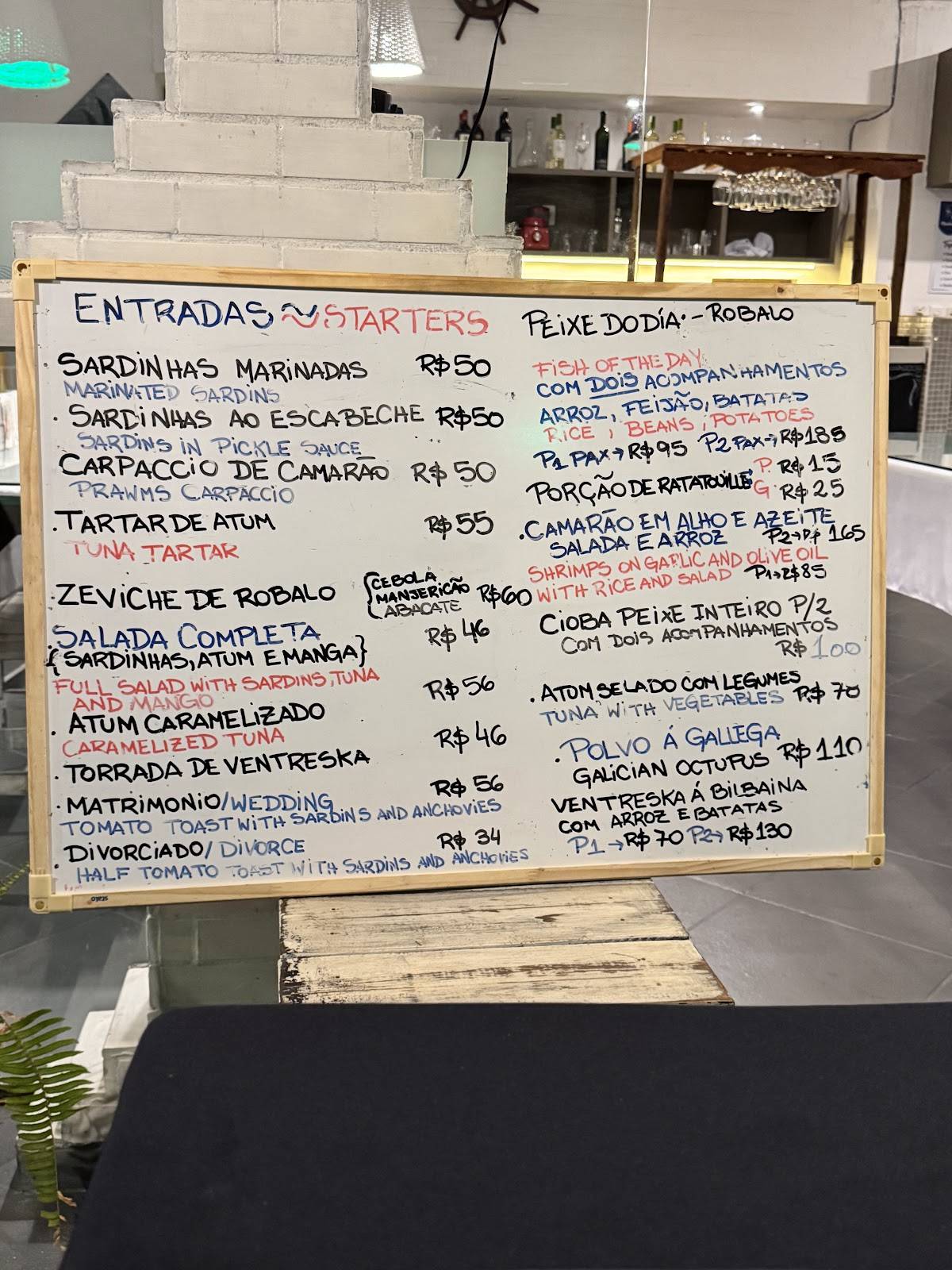 Rola Peixe cardápio