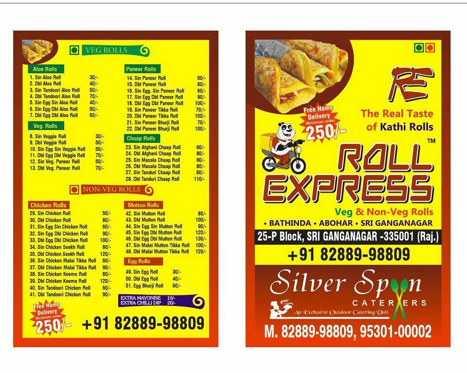 Roll Express Sri Ganganagar Sri Ganganagar menu