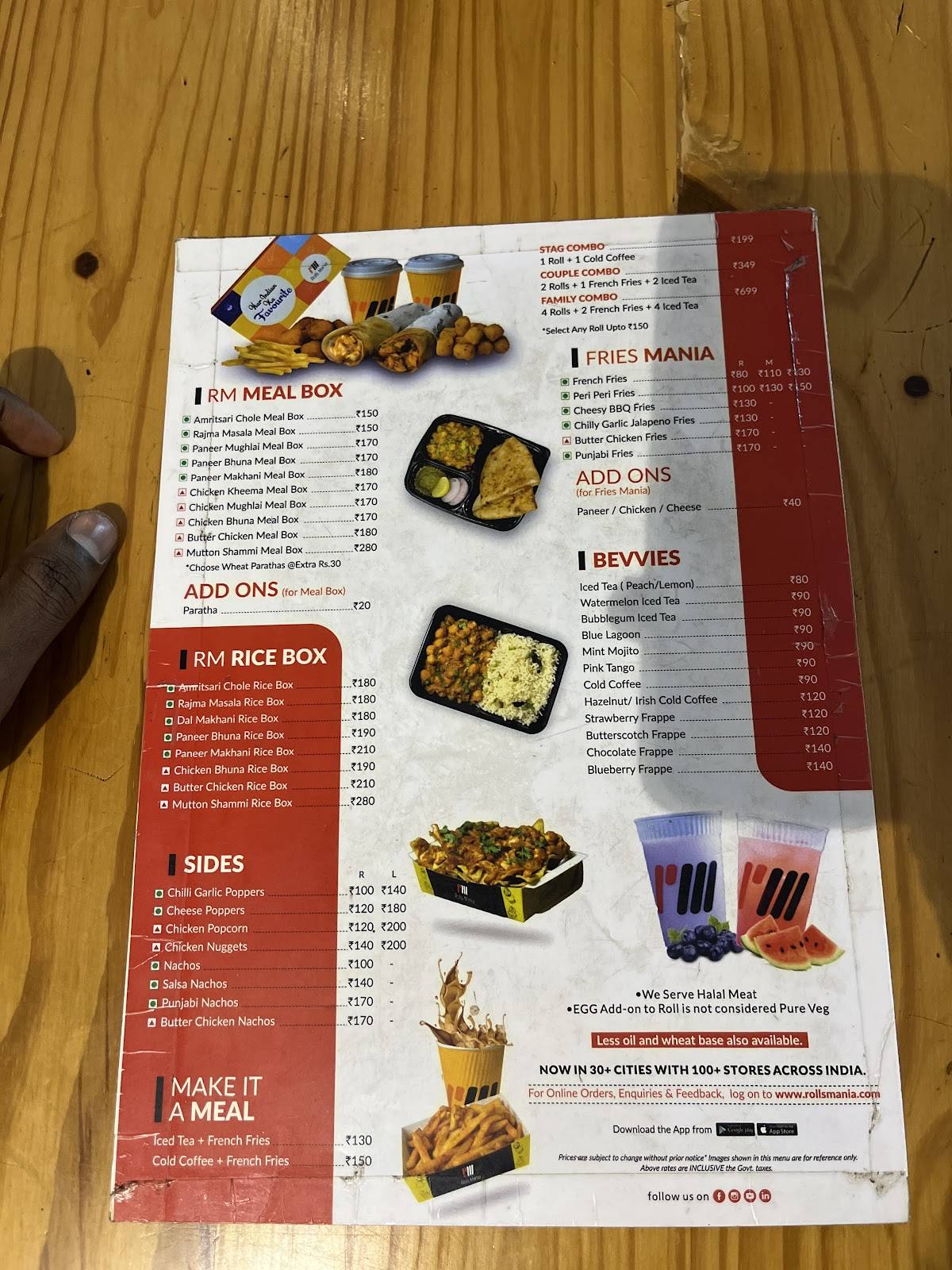 Rolls Mania menu