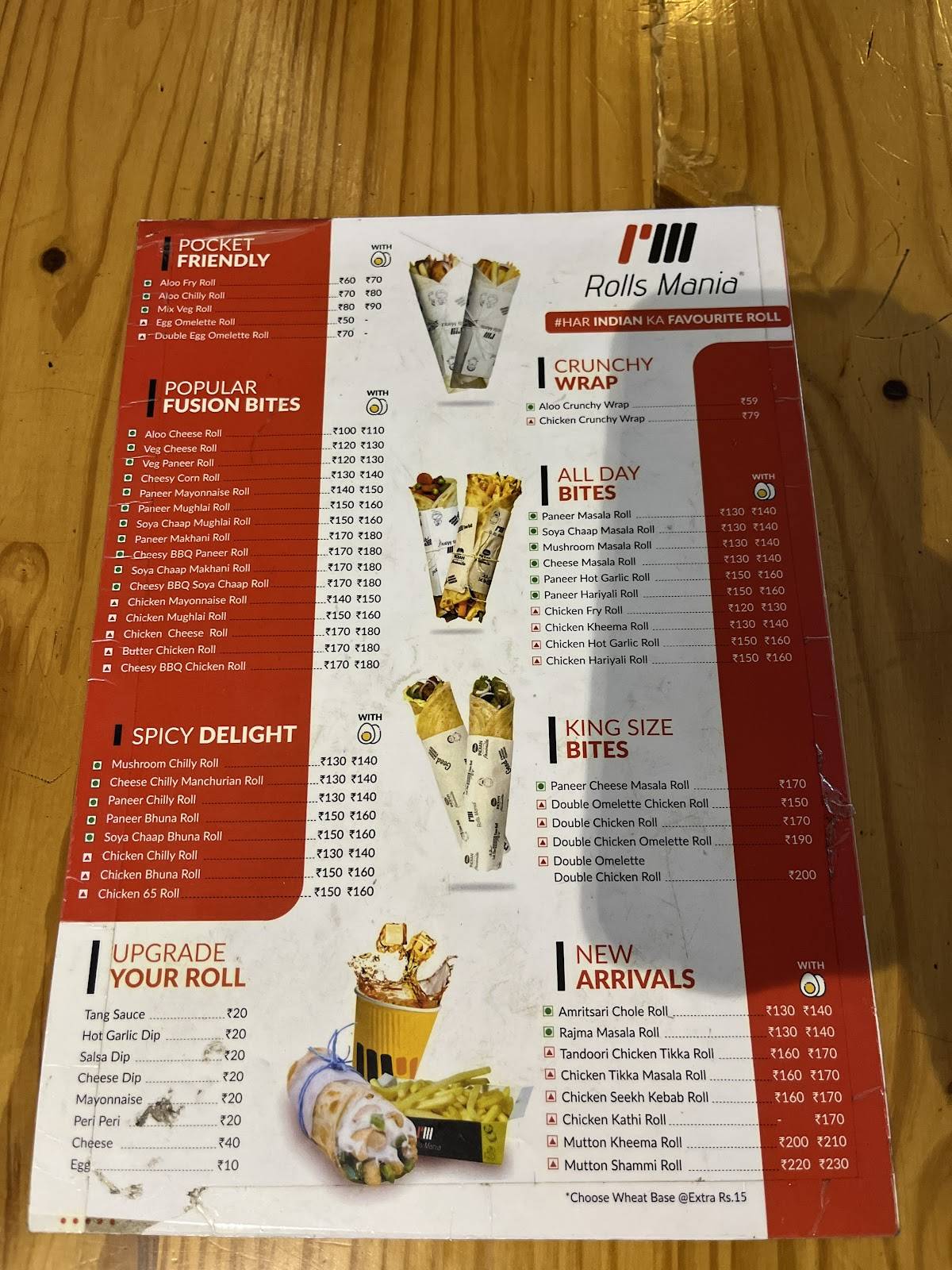 Rolls Mania menu