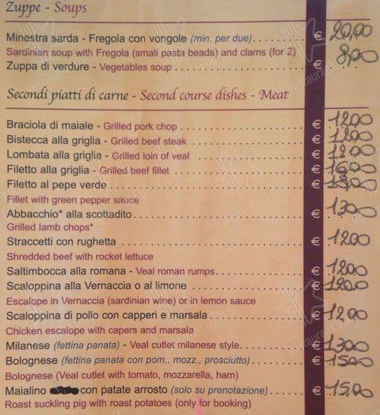 Menu di Ristorante "Dal Sardo" 