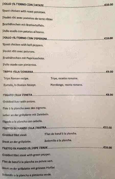 Menu de L'Angoletto Romano