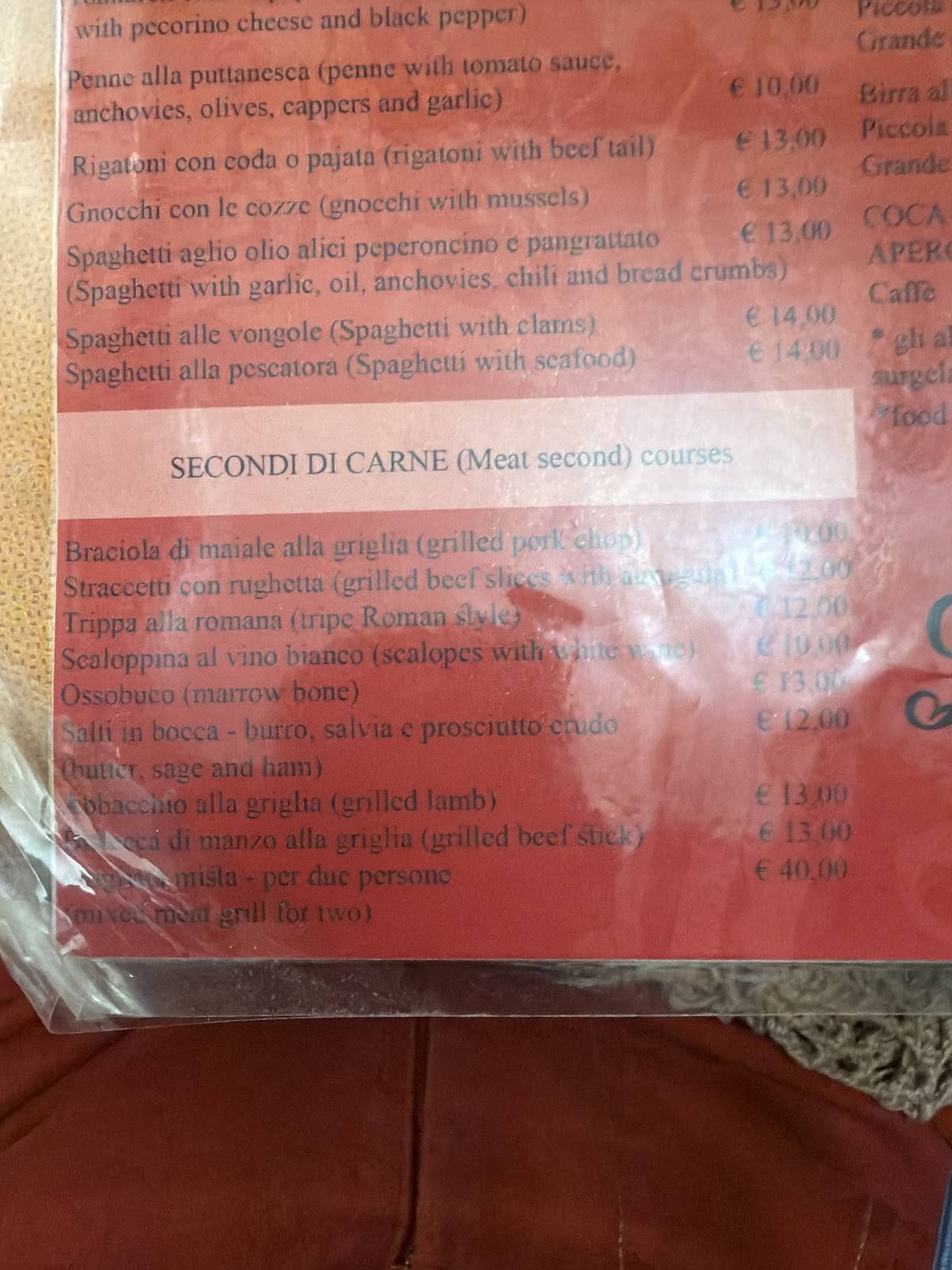 Menu di La Vecchia Roma 
