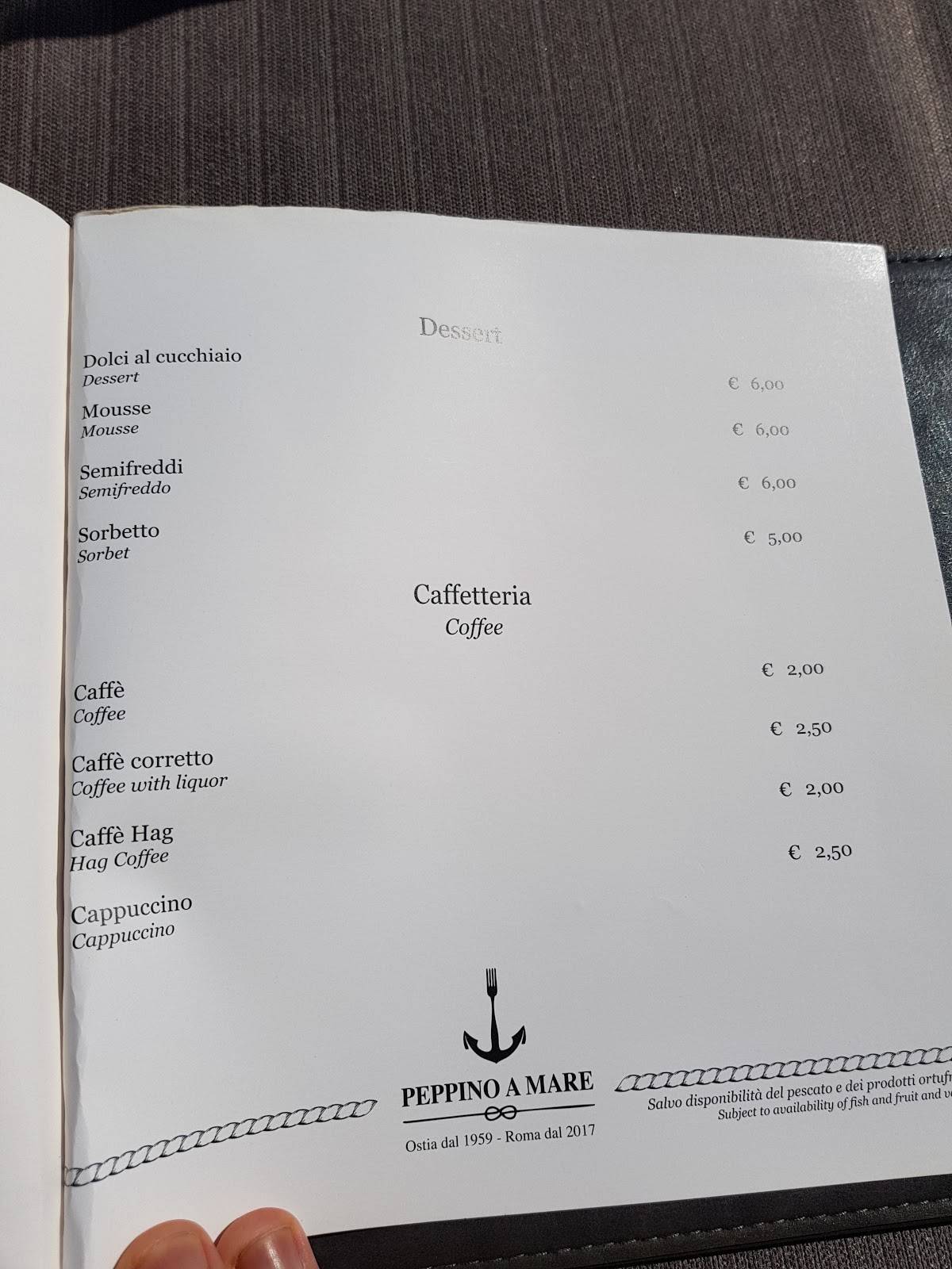 Menu di Ristorante Peppino a Mare 