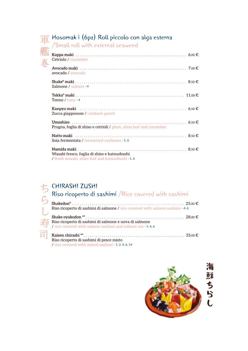 Menu di Shiroya - ristorante giapponese 
