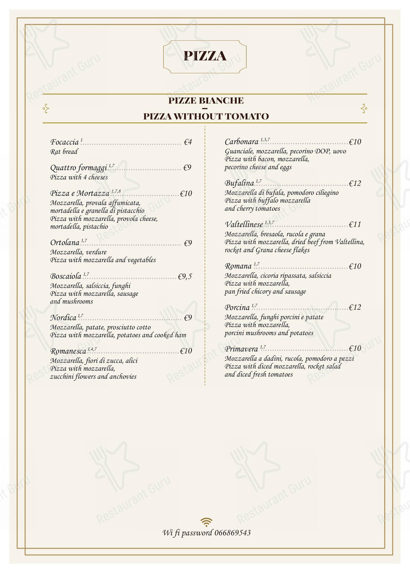 Menu di Trattoria Polese - Menu bar