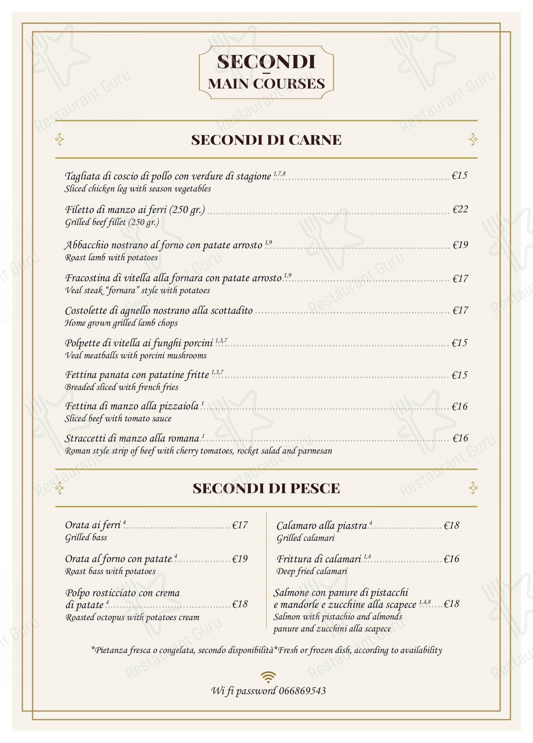 Menu bar per Trattoria Polese pizzeria