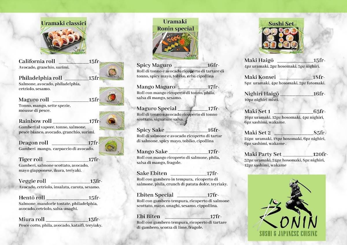 Menu di Ronin Food Locarno 