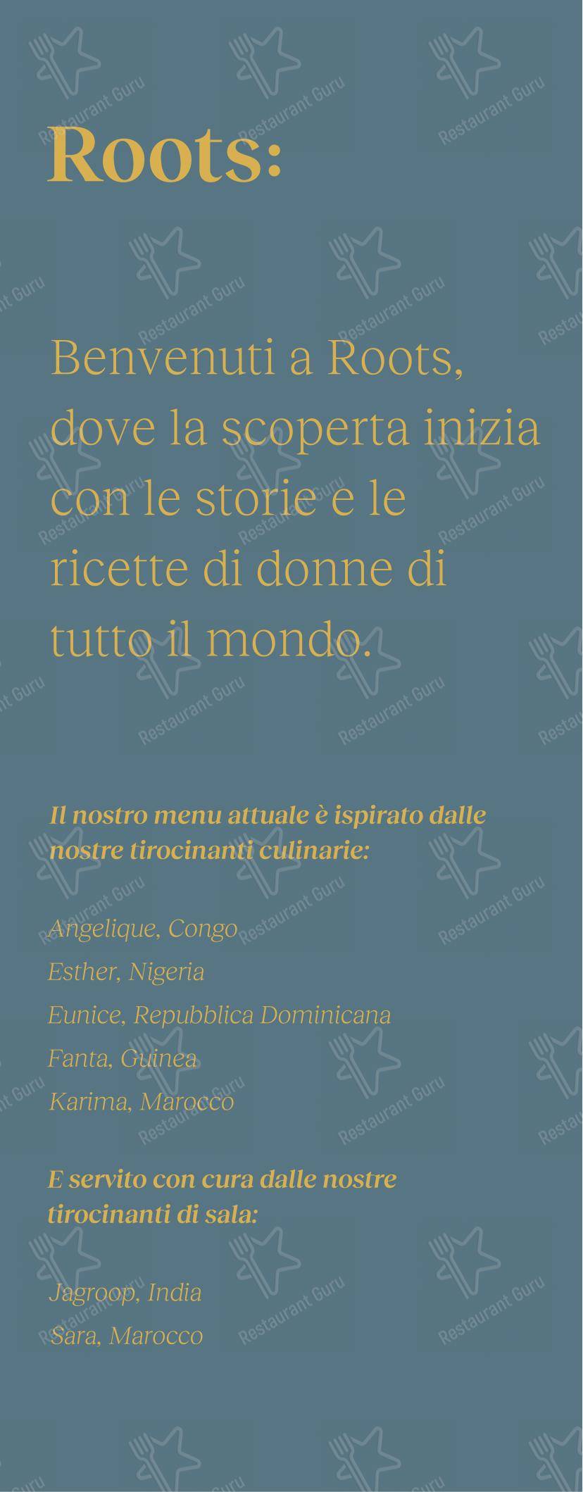 Menu bar per Roots pub & bar