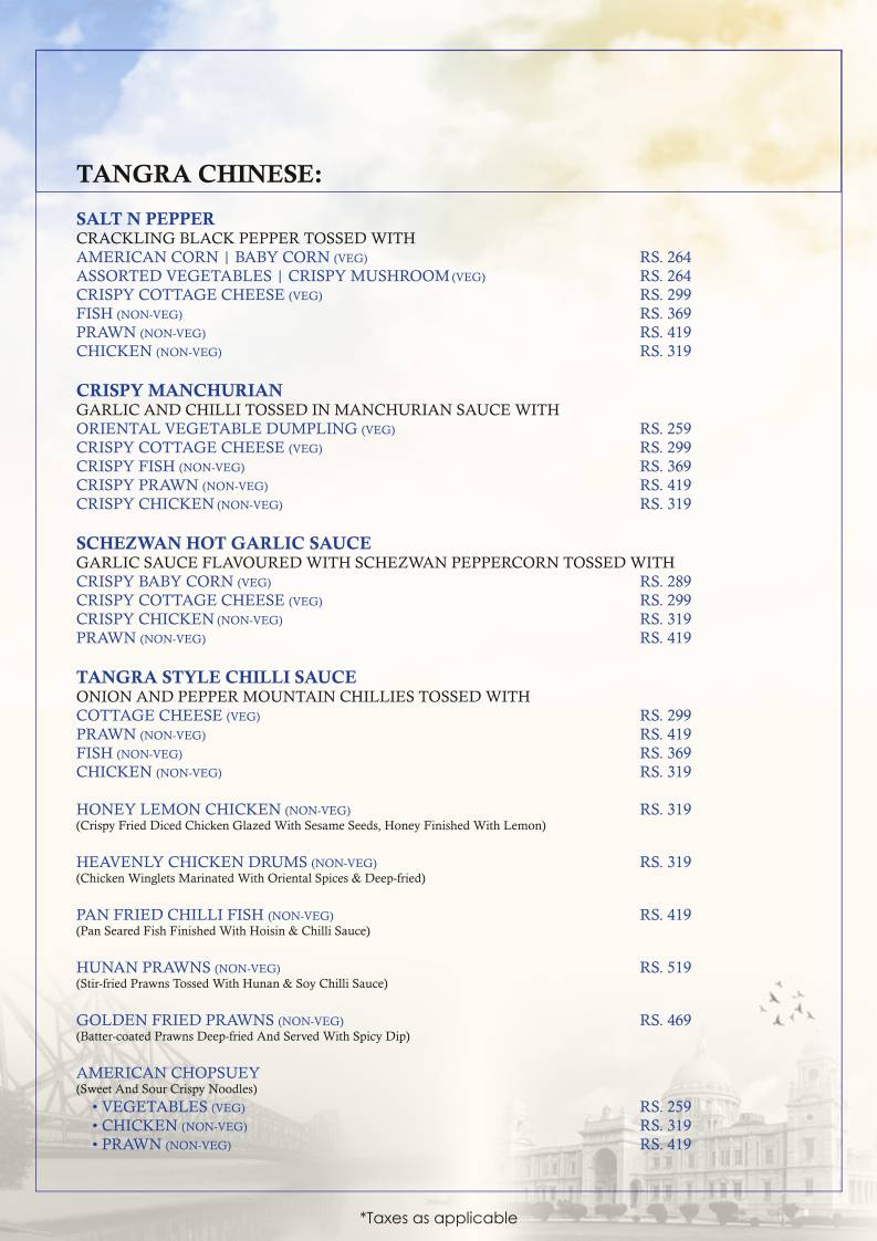 Roots of Calcutta menu