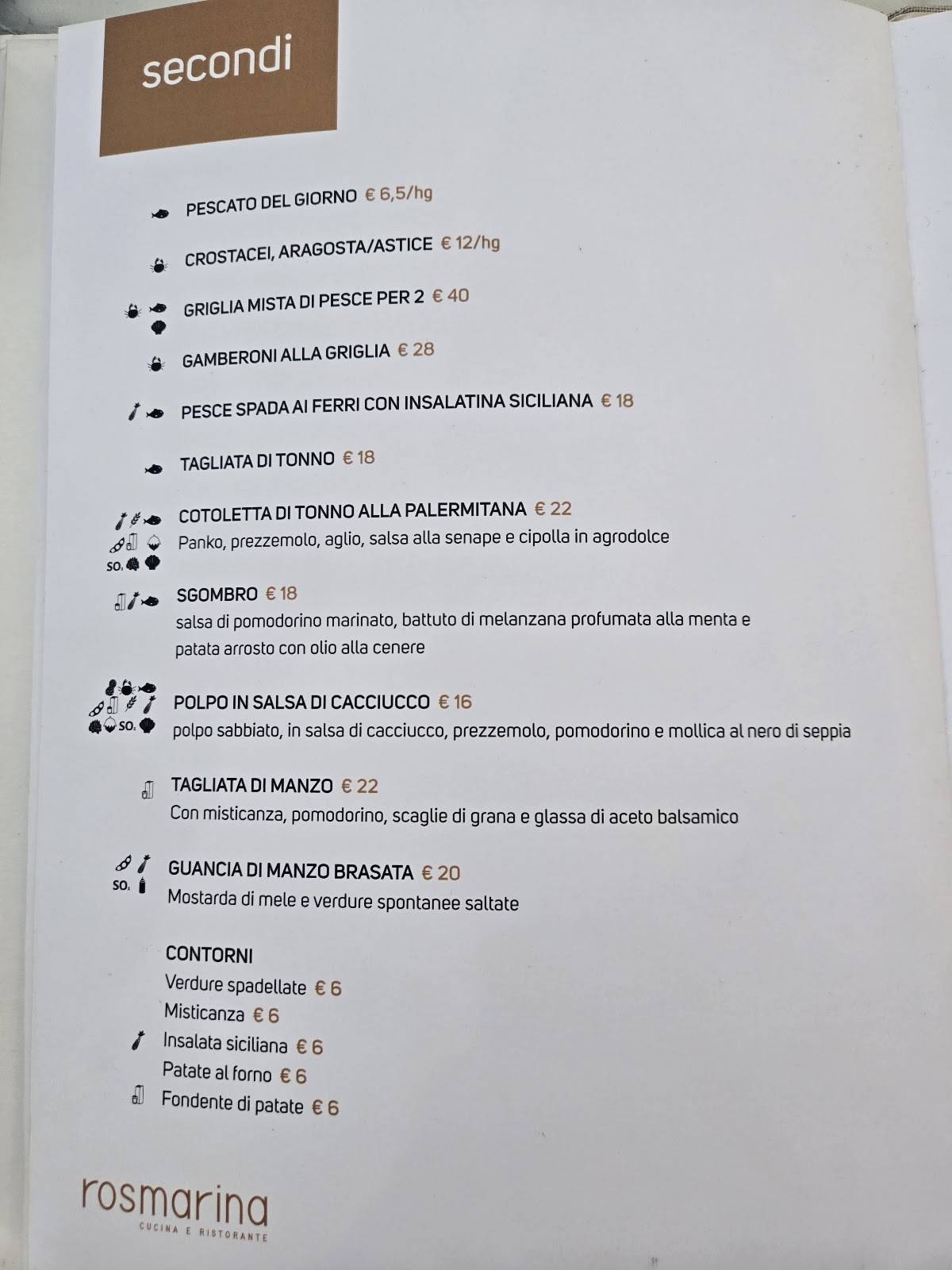 Menu di Rosmarina 