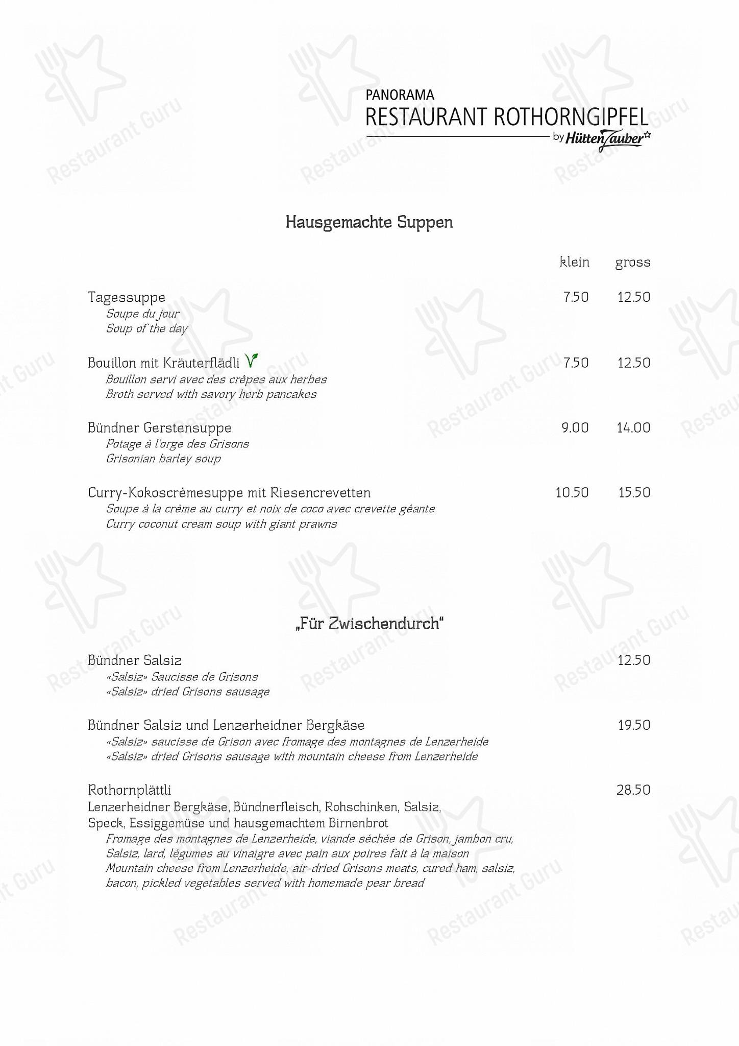 Коктейльная карта per Panormarestaurant Rothorngipfel in Lantsch/Lenz