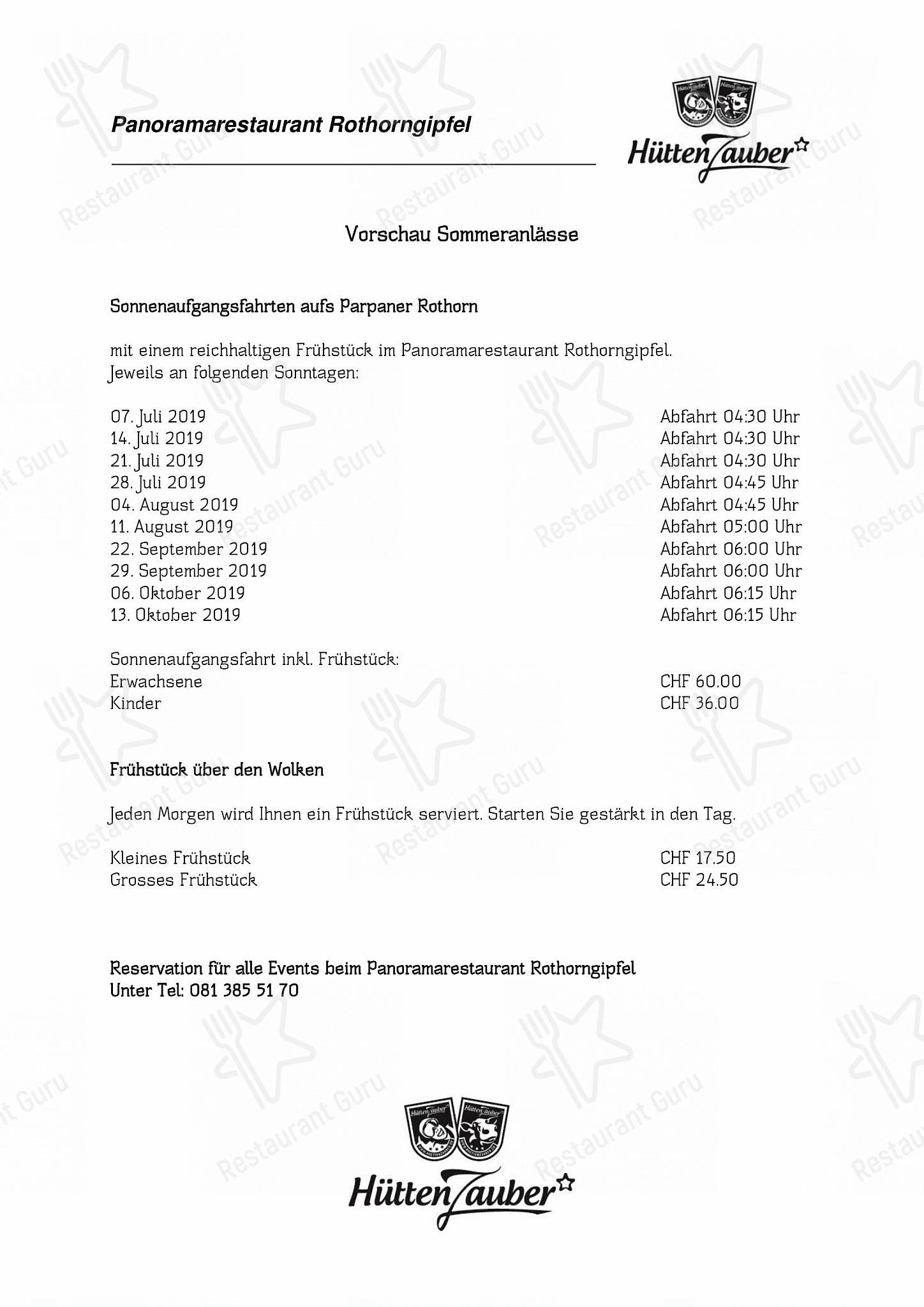 Коктейльная карта per Panormarestaurant Rothorngipfel in Lantsch/Lenz