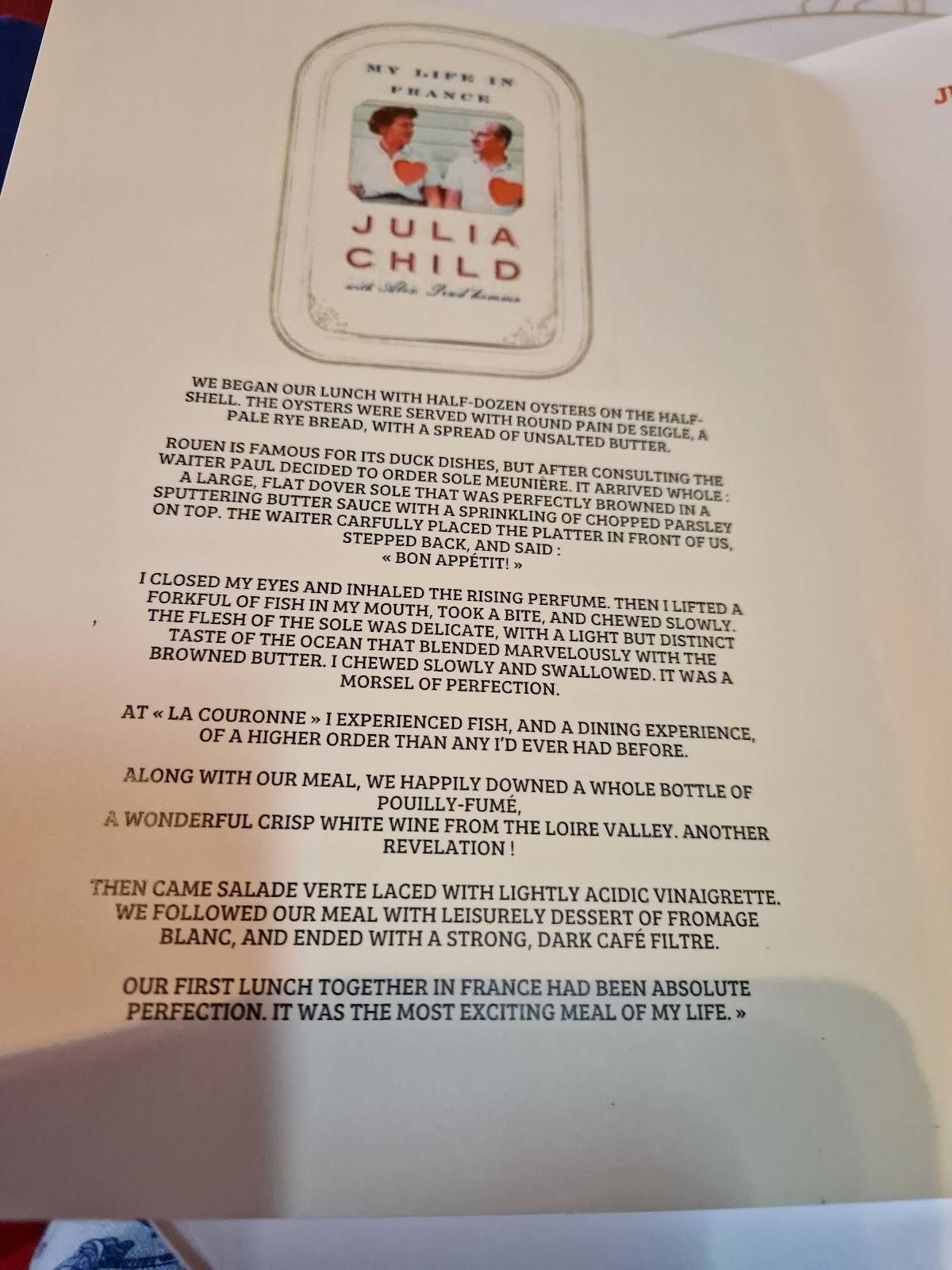 Menu de La Couronne