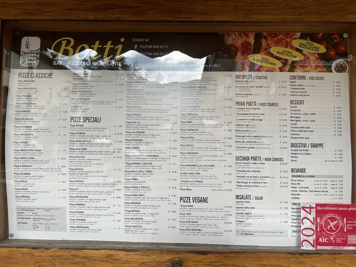 Menu di Pizzeria Ristorante Botti 