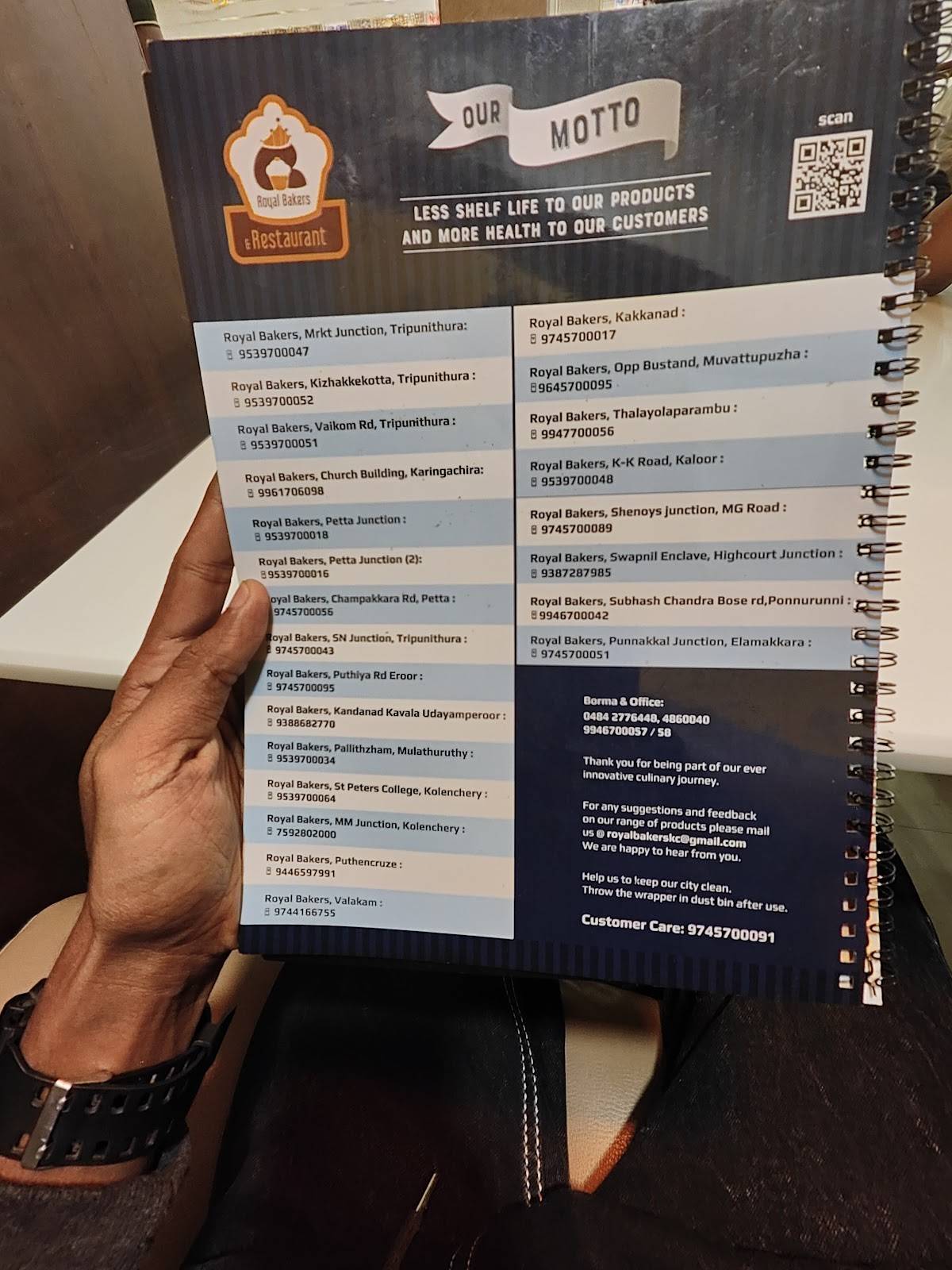 Royal Bakers & Restaurant, Kolenchery menu