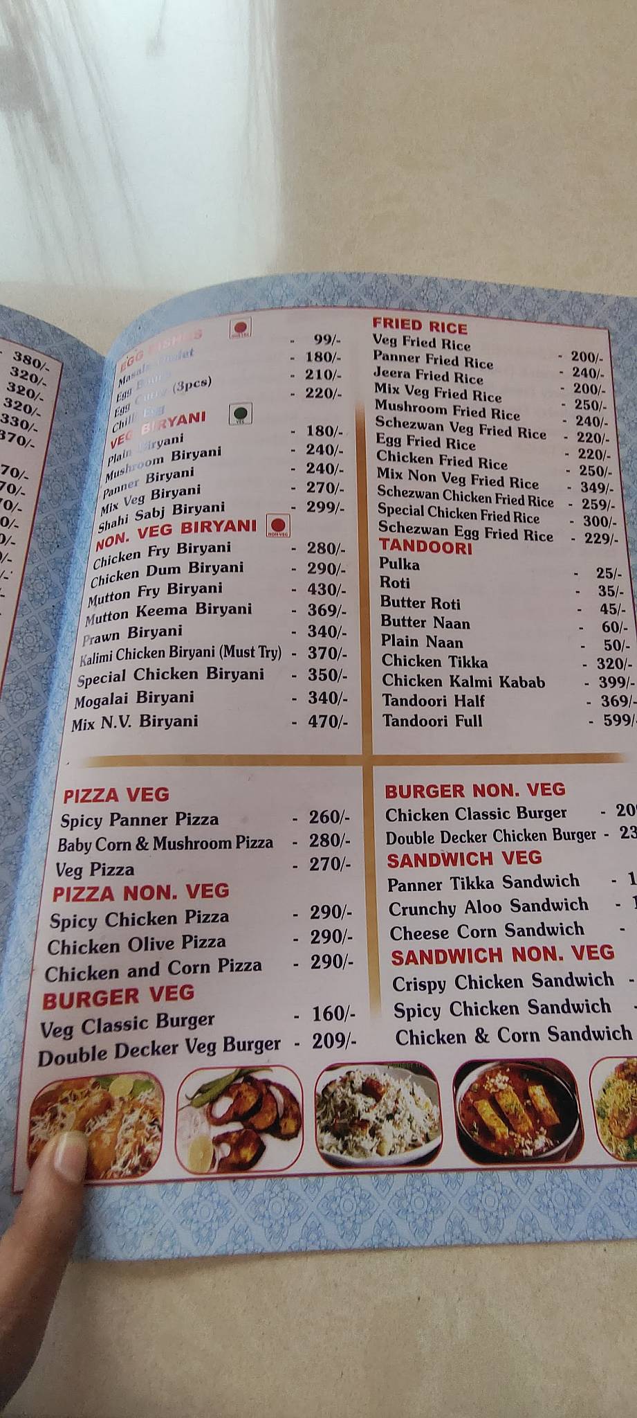 Royal Darbar Restaurant menu