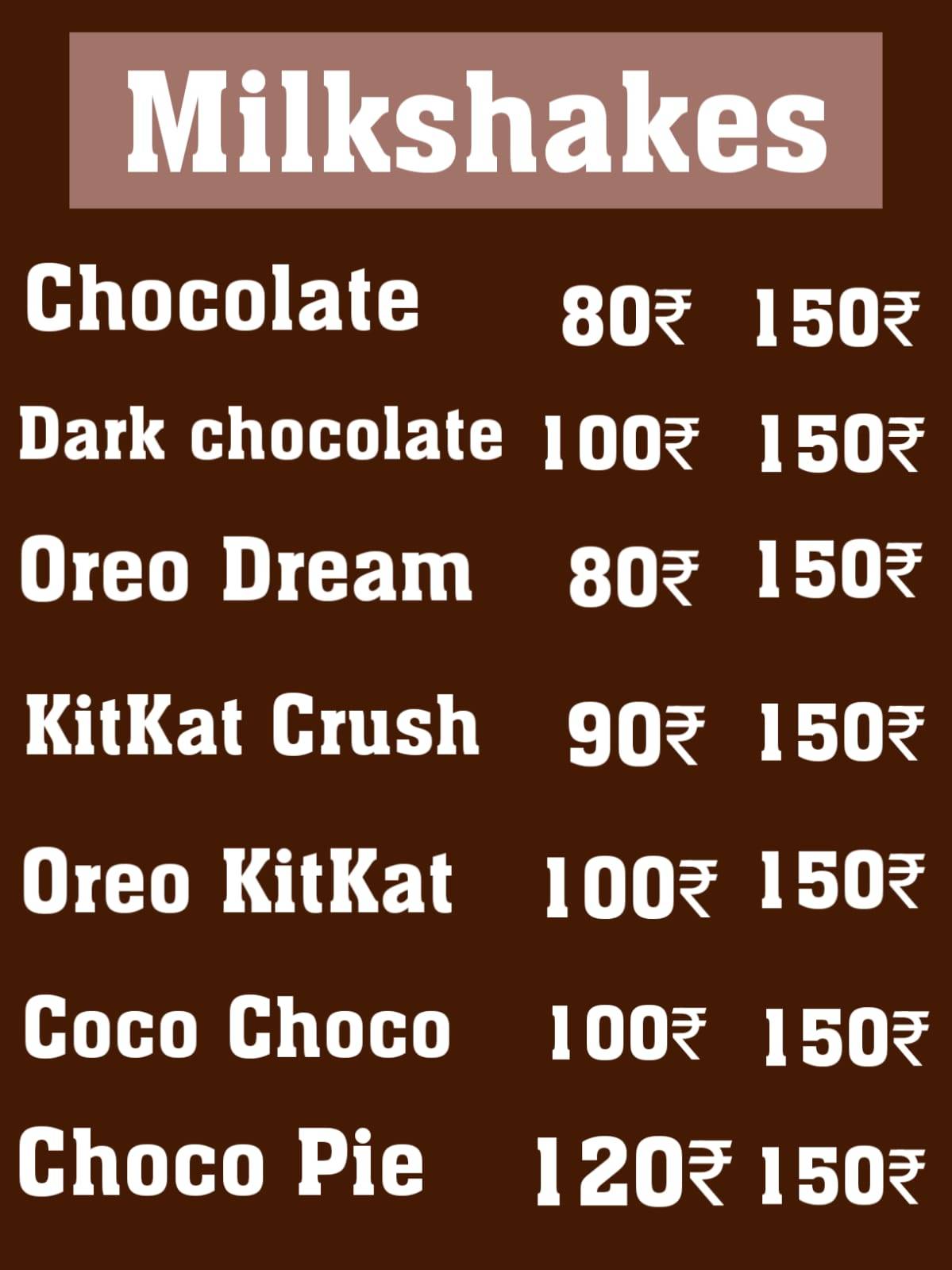 Royal Rajput cafe menu
