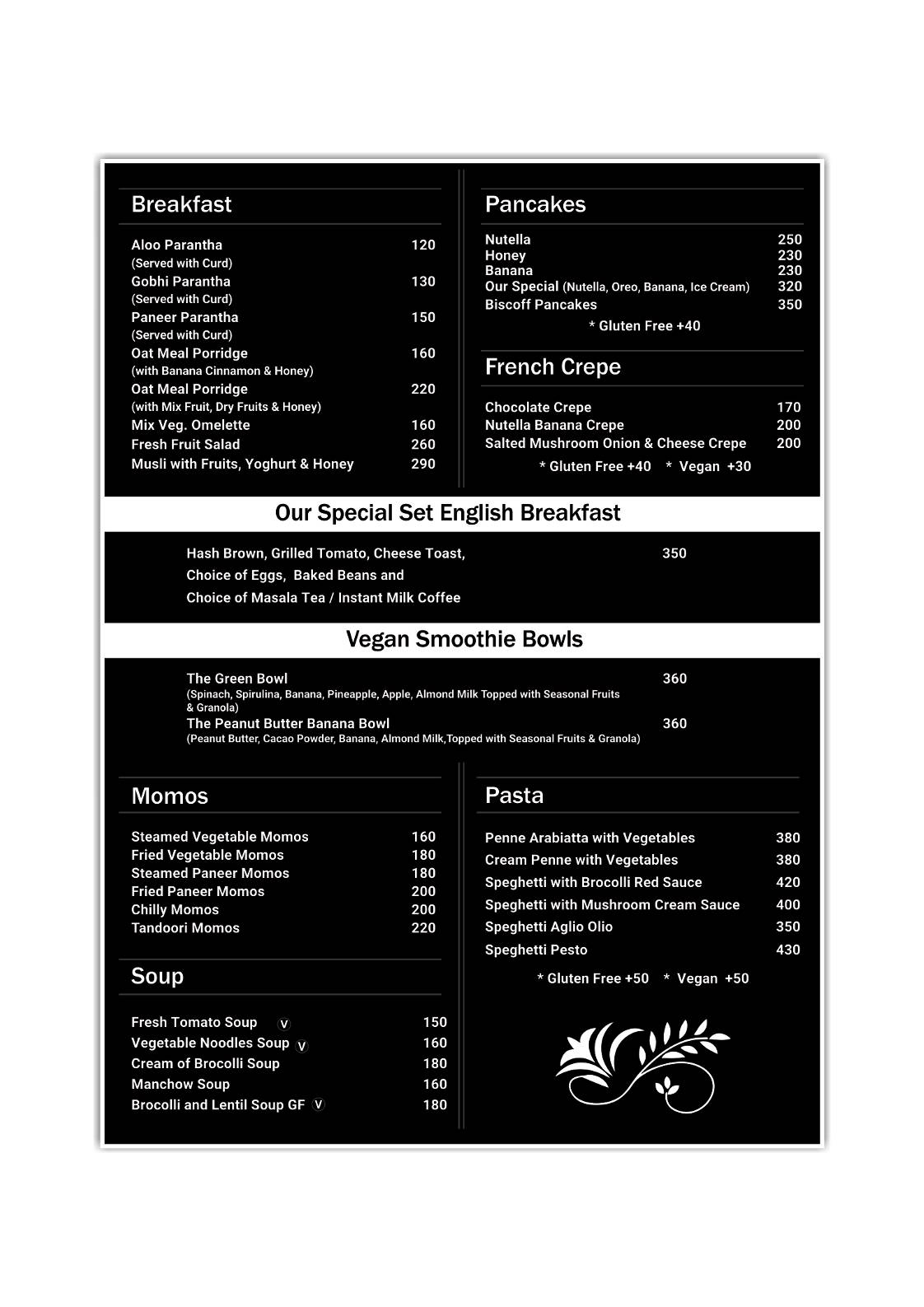 Royal bakers menu