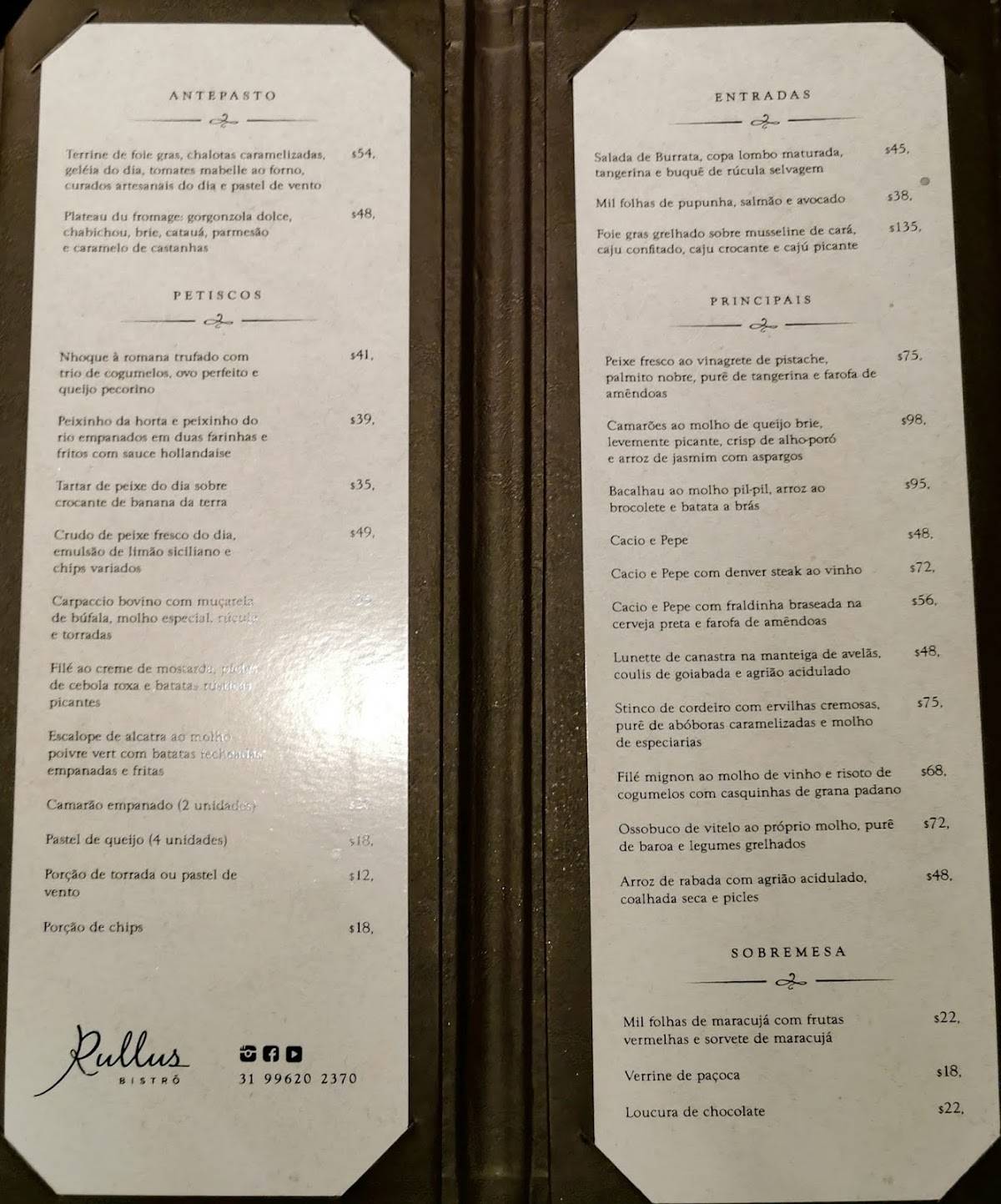 Rullus Bistrô cardápio