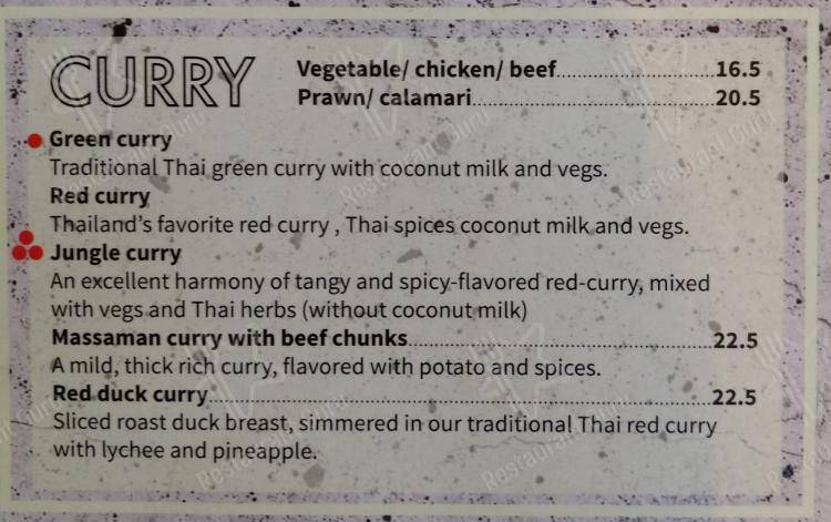 Menu at Rustic Thai Kitchen restaurant, Richmond