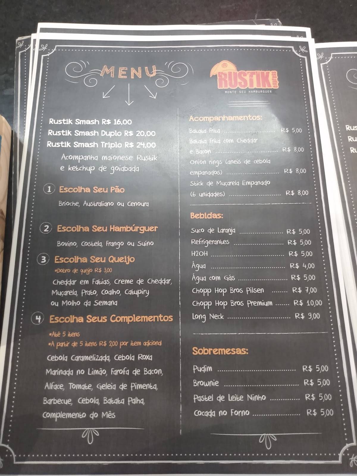 Rustik Express cardápio