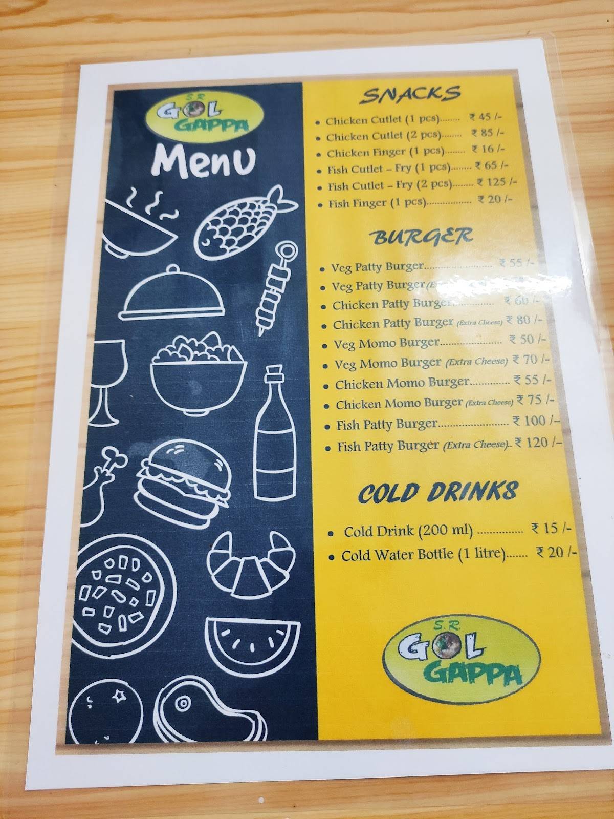 S.R GOLGAPPA menu
