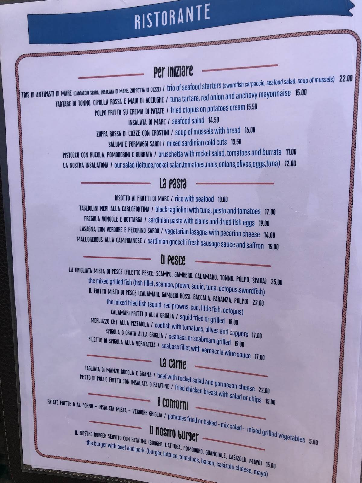 Menu di Altamarea 