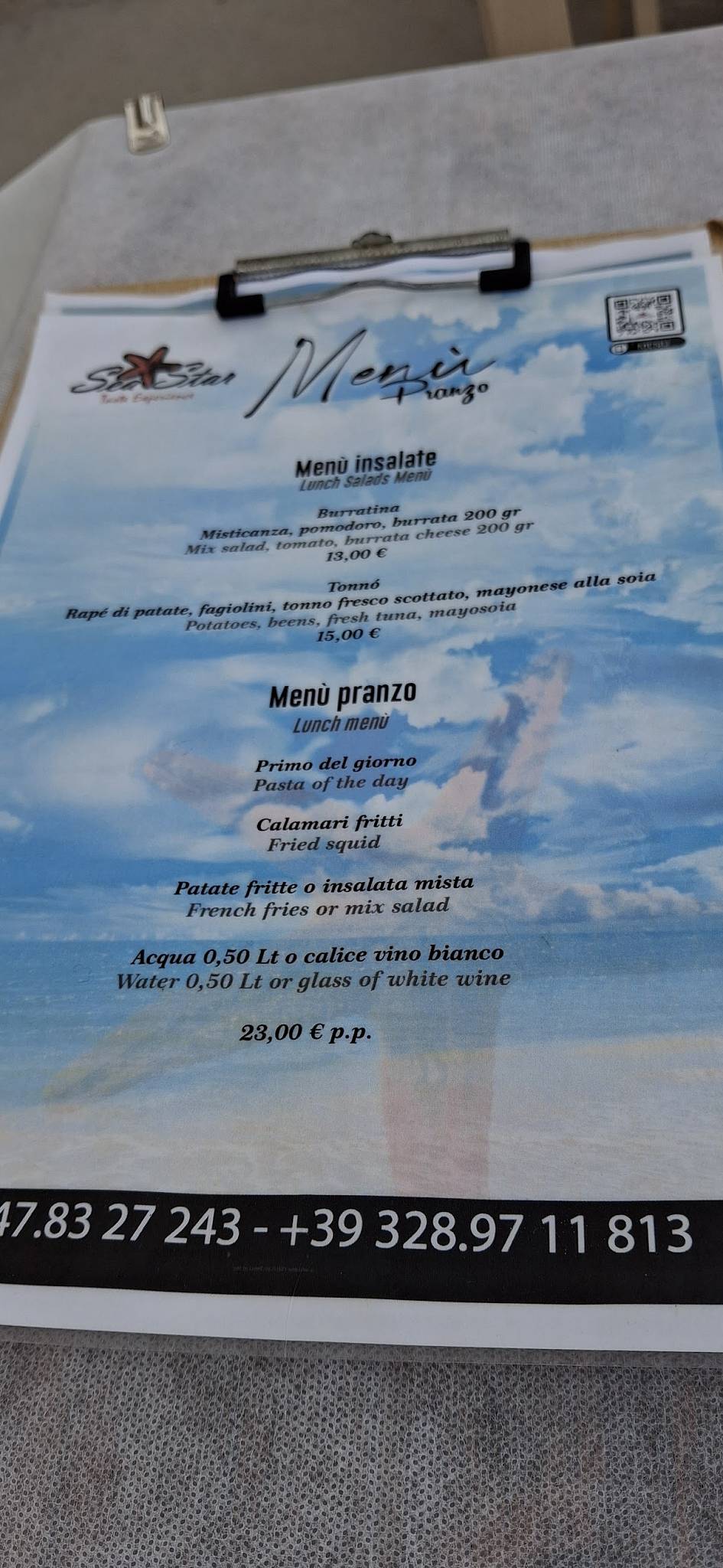 Menu di SEA STAR- restaurant- sunset view 