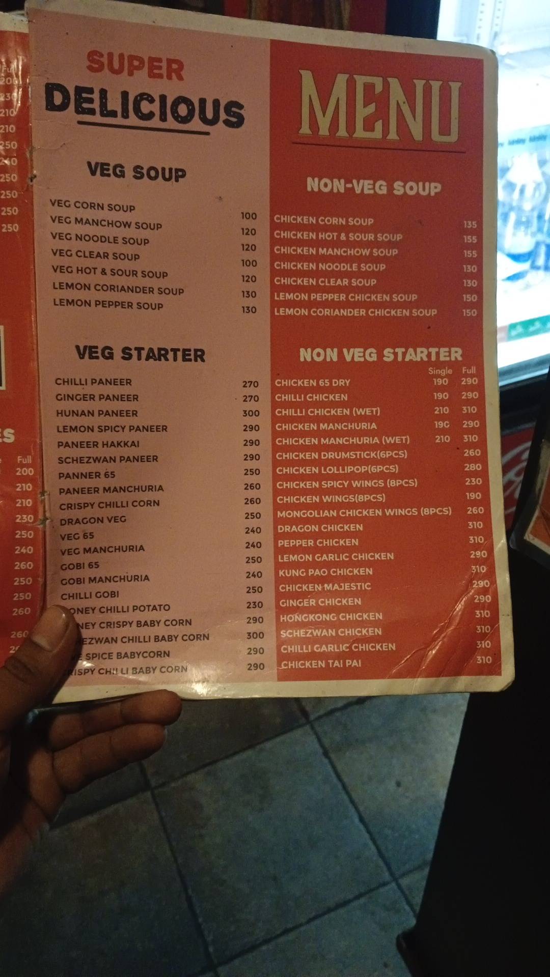 SECRET KITCHEN RESTAURANT menu