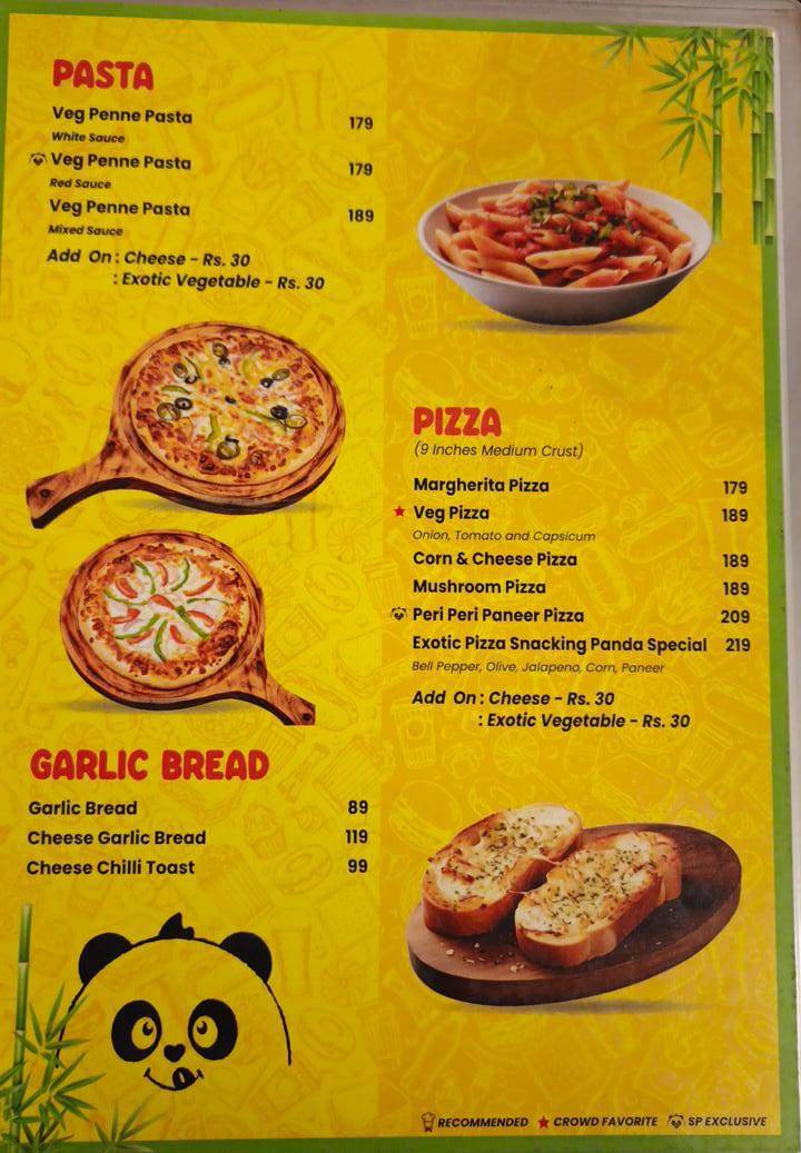 SNACKING PANDA menu
