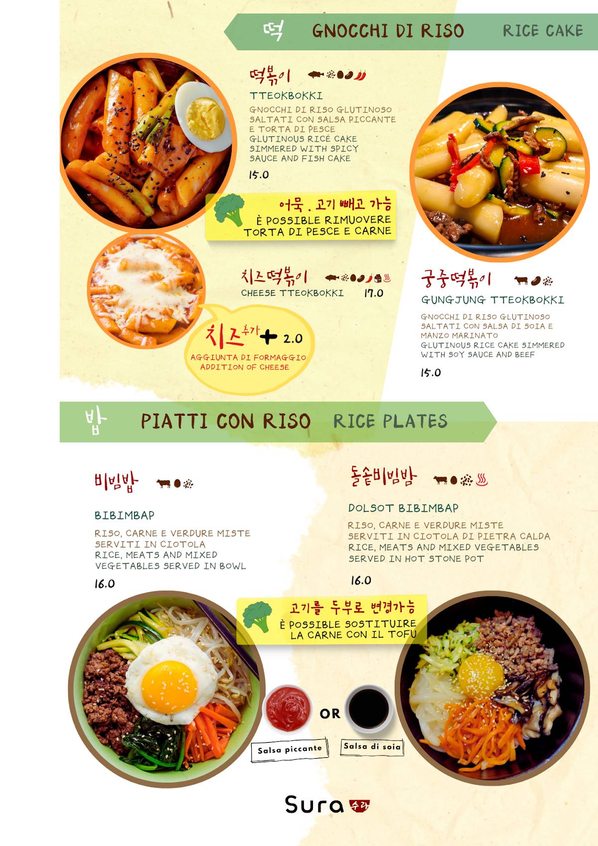 Menu di SURA RISTORANTE COREANO 