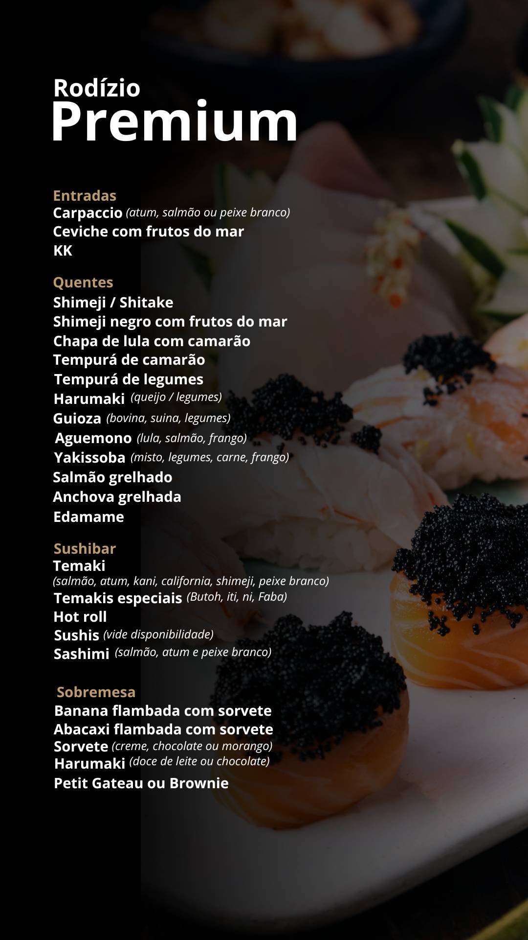 SUSHI BUTOH cardápio