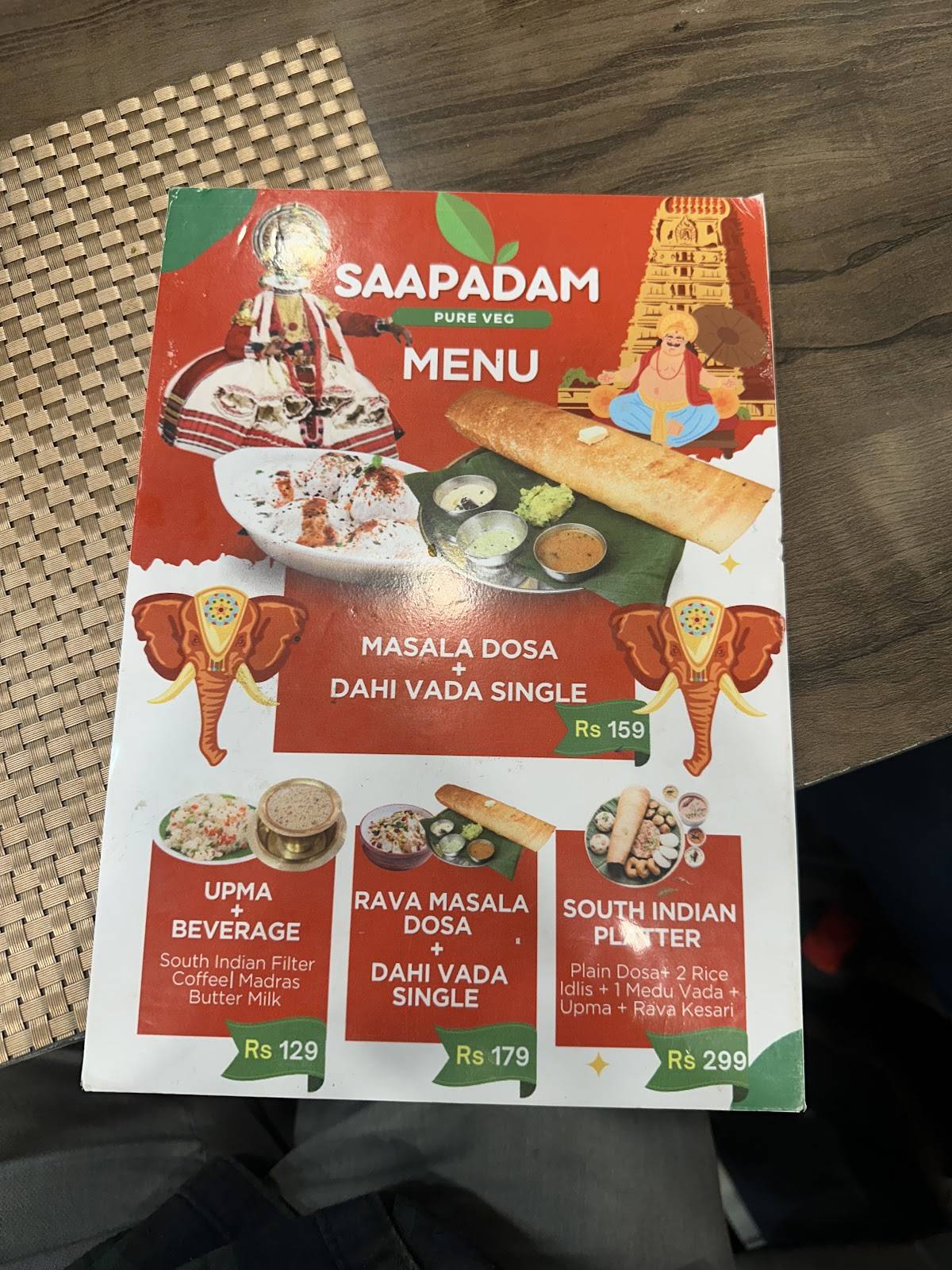 Saapadam menu