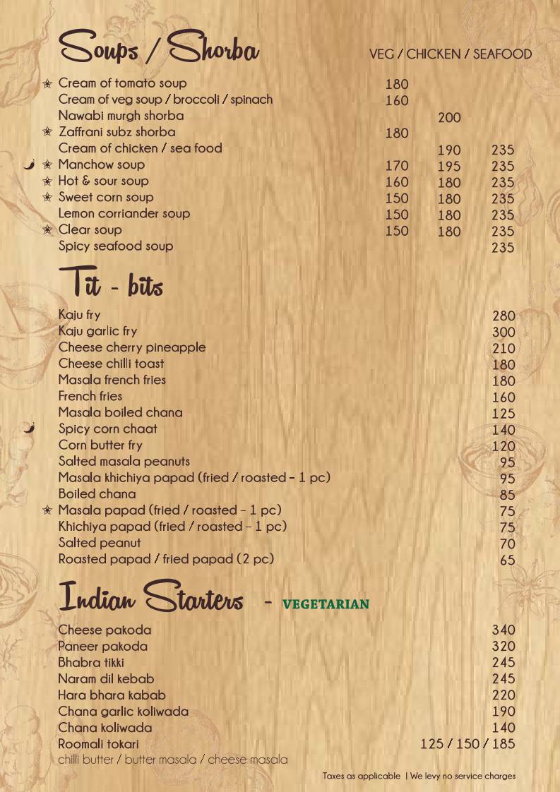 Saffron Grill menu