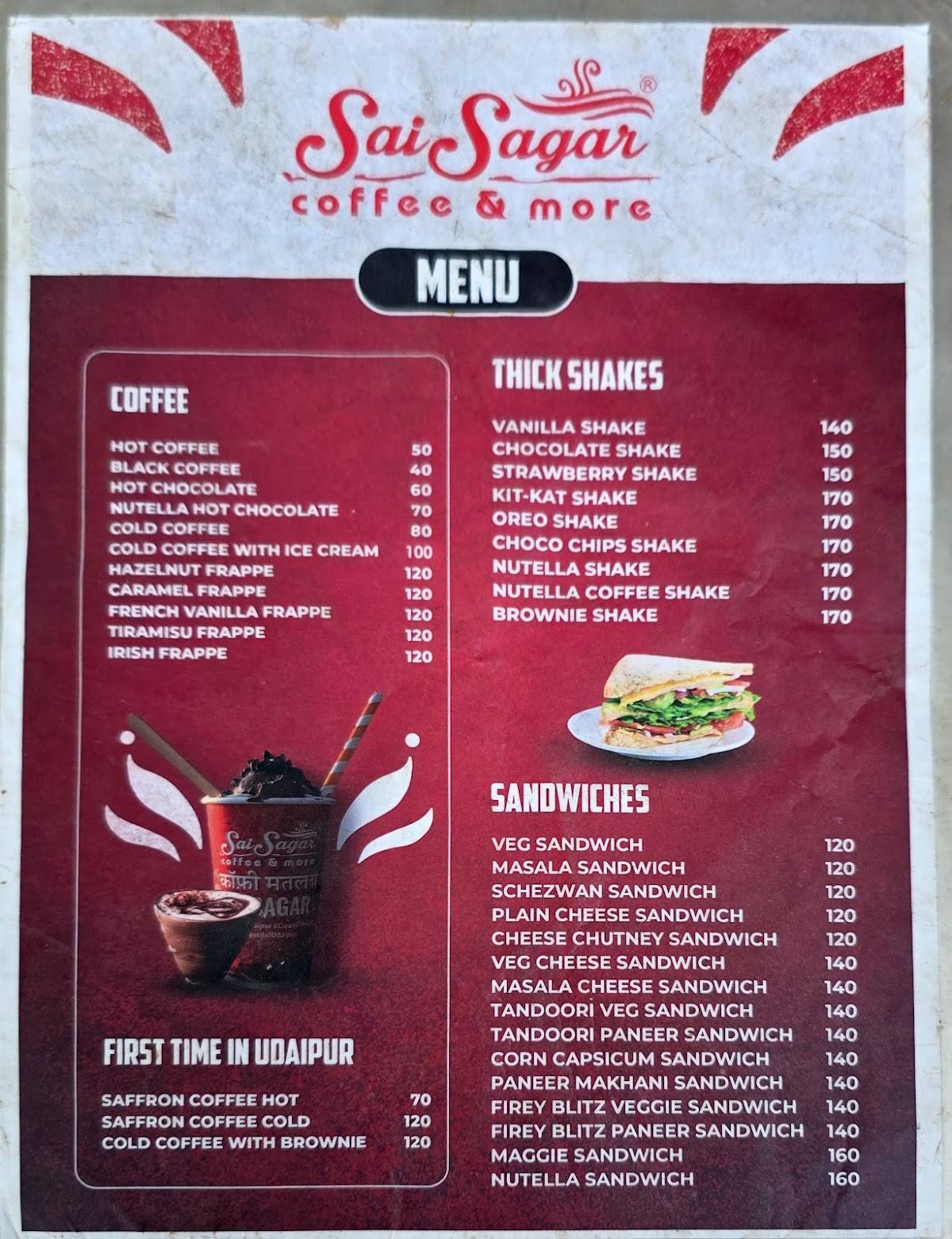 Sai Sagar Coffee & More menu